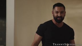TS Nicole Knight covered in creamy cum after seducing Dominic Pacifico