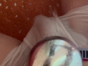 I wet my white boxer and my big cock come out