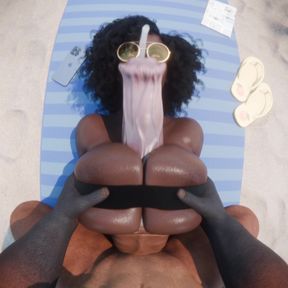 Busty Ebony Puts Your Horse Cock Between Her Jugs
