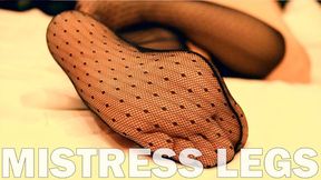Mistress feet teasing you in fishnet socks closeups (MOV HD)