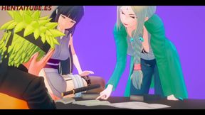 Naruto Hentai 3D - Naruto Fucks Sakura Under the Table While Talking to Hinata and Tsunade - Animation Porn Sex Anime Manga