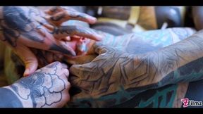 Burlesque Tattoo Beauty Gives Anal Fuck With Strap on