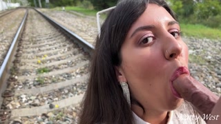 Risky public sex on the rails, we were caught but we continued to fuck