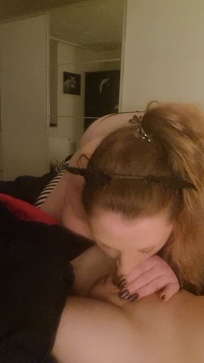Sexymary as a Cute and Rough Cat Is Blowing a Long Cock Until Great Cumshot