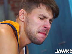 Slender Jared Cloud drills pervy locker room sniffer Dmitry Osten