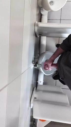 Wank at public toilet