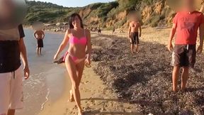 Hottest beach fuck ever - gang bang in public