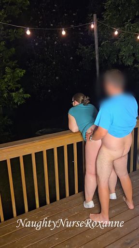 BBC Cucks Husband Outside on Deck