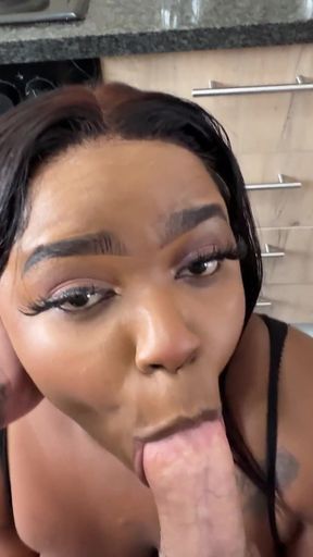 Busty Black Step Sister Wanted Tea but Instead, She Got a Creampie