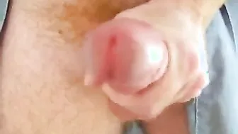 Hairy daddy bear strips and strokes his big cock in bathrobe