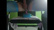 Rough anal dildo ride in knee high Ugg boots, and blue stockings.
