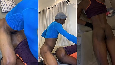 Ebony gym bro fucked raw