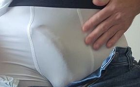 Striptease in My Tight White Boxers Showing My Man Pussy