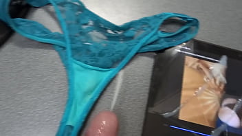 Great cumshots that my friends made to my wife&#039_s used panties, photos and videos