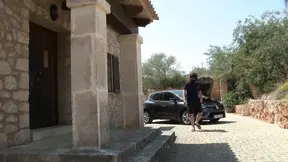 Pretty blonde sucks and rides huge cock outdoors