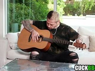 Goth star sharing wife's butt with two BBCs