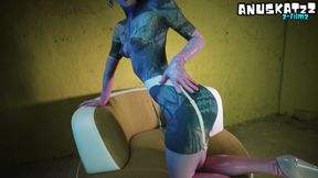 Sexy Tattooed Girl in Latex, Double Penetration Toys, Intense DP