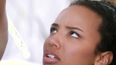 Ebony cutie receives a hard white cock up her nice bootyhole