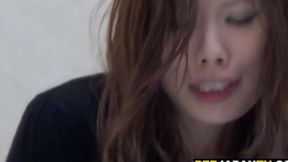Japanese hottie pees her panties - golden shower surprise
