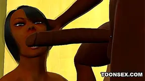 Ebony Beauty Savoring Hot Oral Pleasure in Sensual 3D Animated Encounter