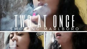 Custom : Smoking Marlboro red two at once - muted