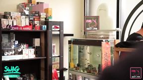 Taiwanese petite ridding cock in hotel