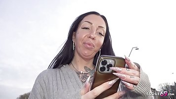 Big ass inked German cougar Sara Deluxe picked up in Berlin for a casting fuck