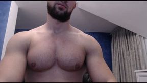 Hot Muscled Hairy Stud  Jerk and Ass Play Show