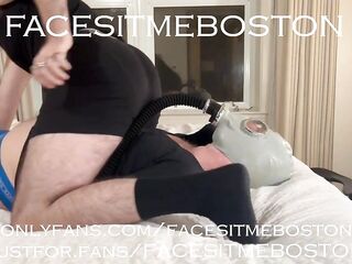 With the gasmask on my head I've no choice but to sniff his farts. fardpubbyboi