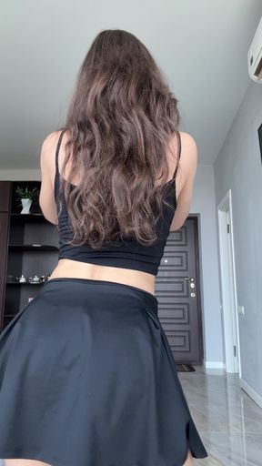 Careful: you&#039;ll fall in love before this sexy brunette takes it all off