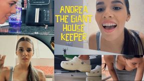 ANDREA THE GIANT HOUSEKEEPER - 4K - squishing, humiliation, dropping, sitting