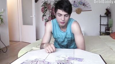 Muscular dude with big cock gives a raw bareback handjob to Twink S for some quick cash