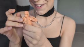 Little toy for giant futa's cock