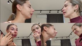 Alina and Nastya are trying to spray each other with sneezes (custom video)