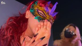White Redhead Worships White Blonde Goddess Passionately - Lesbian Foot Worship