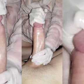 Latex gloves and long nails handjob #1