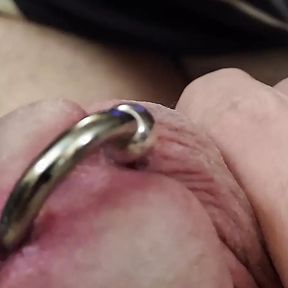 First Time Jerking off and Cumming with a Pierced Cock