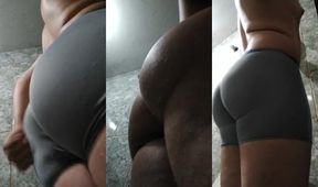 Femboy model in tight spandex triggers cum overload in bubble butt
