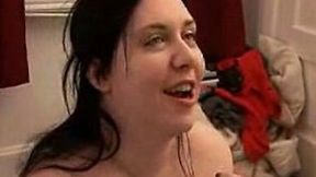 Plumpy BBW gf sucks my big cock and takes her first facial