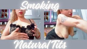 Natural breasts - smoking - sucking nipples - spitting