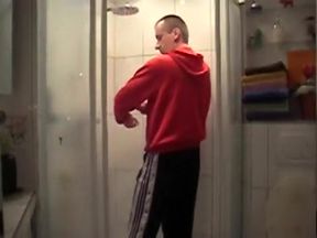 Fully dressed in adidas shower