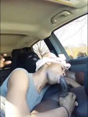 Black Crossdresser Blowjob in Car