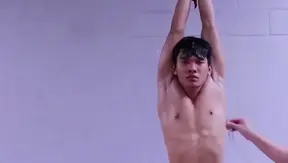Moaning Hotshot: Asian stud loves nipple play in steamy bondage – 18+