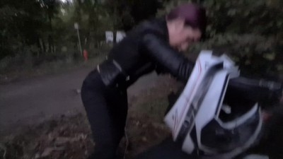 Biker Girl has some Trouble, I Offer her a Ride & she Pays me with an Outdoor Blowjob, she Swallow !