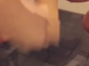 Please let me pee on your cock - pregnant young milf peeing in shower