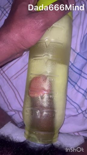 Boy using Water Bottle pussy - He fucks Himself