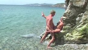A superb blonde slut gets ass fucked on the beach