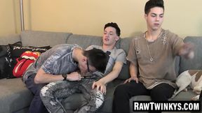 RawTwinkys.com - Three bare dicks wild cockstroking and throatfucking