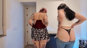 4K CHUBBY GIRLS LESBIAN ASS WORSHIP DOUBLE DILDO BJ FUCKING