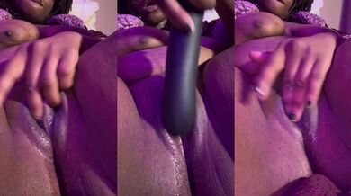 Big fat ebony lesbian squirting creamy pussy playing alone